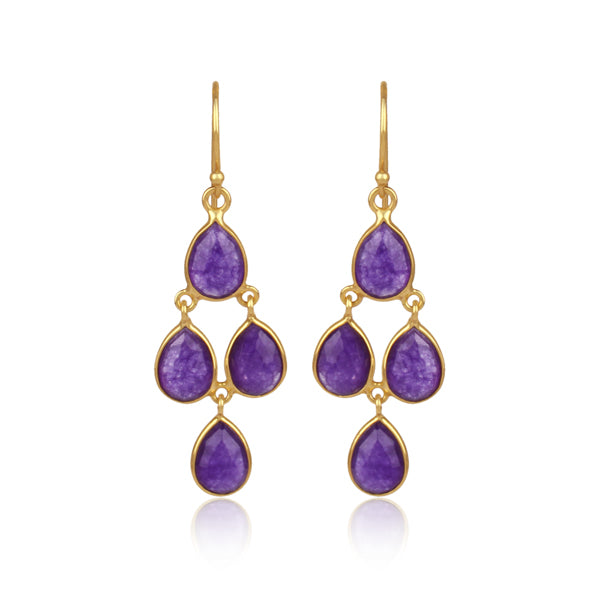 Amythest gold earrings