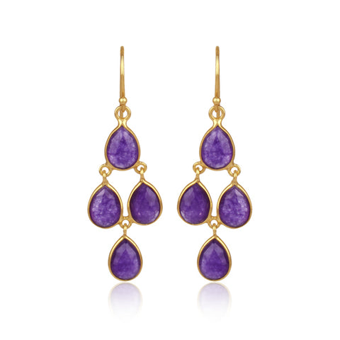 Amythest gold earrings