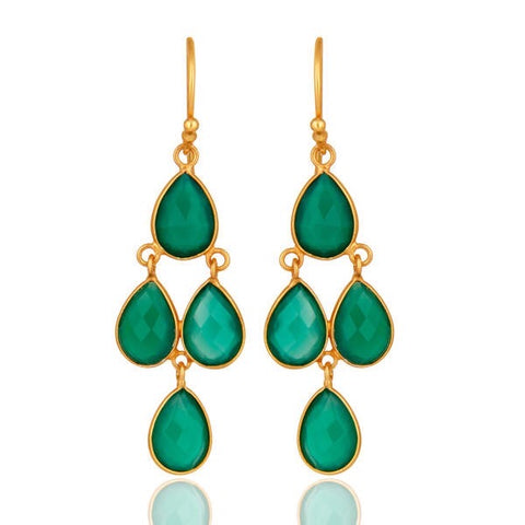 Green Onyx Chandelier Earrings