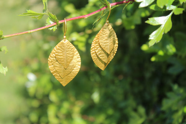 Gold Leaf Cluster Earrings