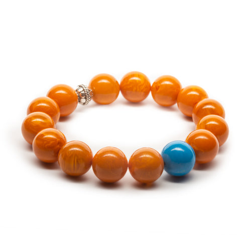 Amber and Turquoise Pop Silver Bracelet